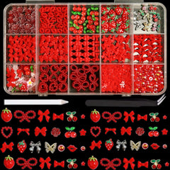 ONPRESS front view of 15-grid red charm pack showing variety and organized tray for quick use