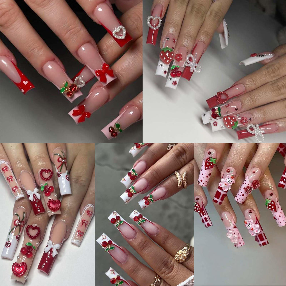 ONPRESS finished Valentines manicure featuring charms to showcase styling inspiration
