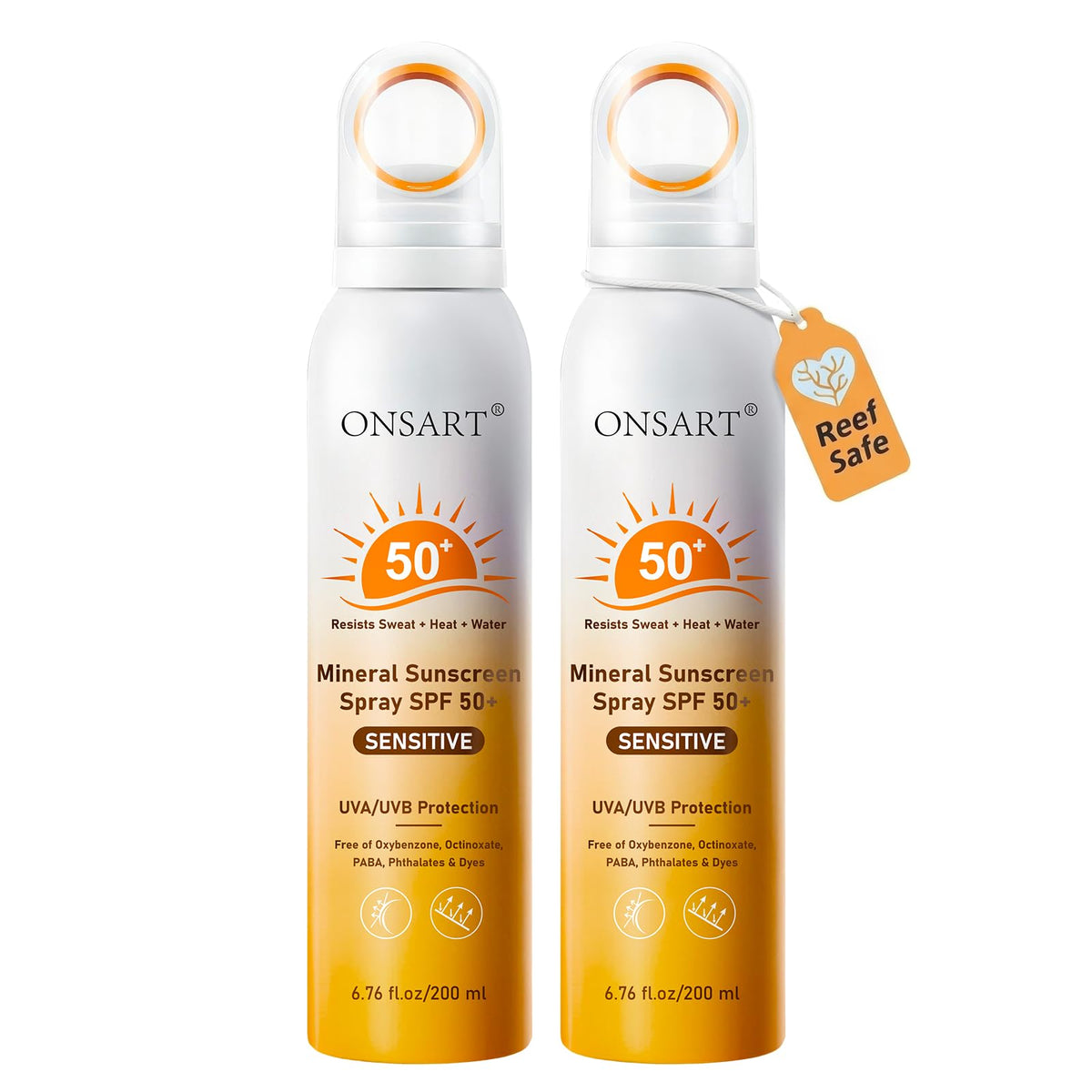 ONSART front packaging showing size and SPF50 benefit