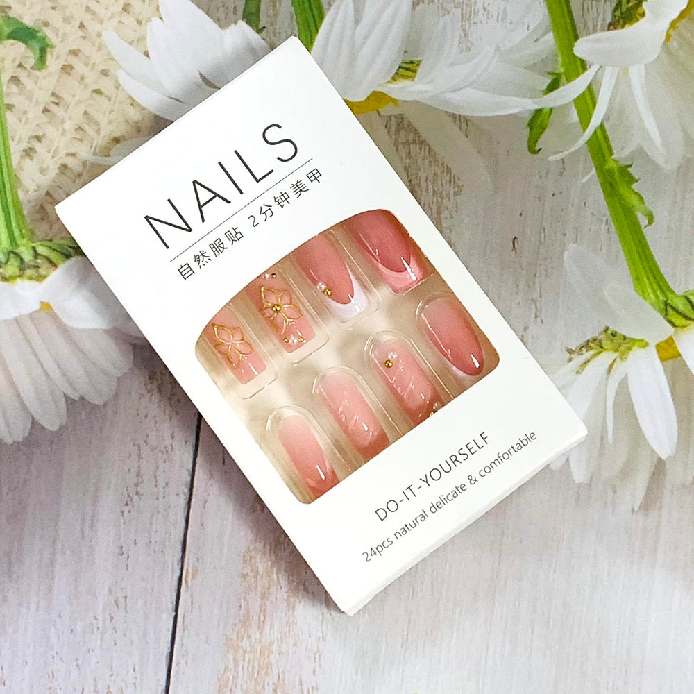 Onsdag lifestyle party look featuring glossy French tips ideal for events