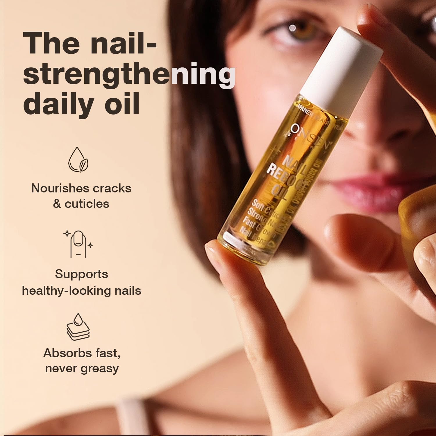 Onsen Secret dropper closeup releasing a precise drop for controlled application benefit