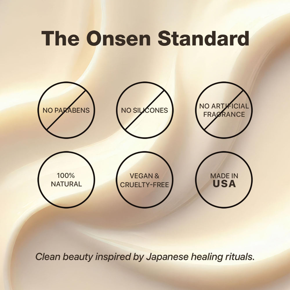 Onsen Secret mineral-rich onsen water drops, shows hydrating mineral infusion
