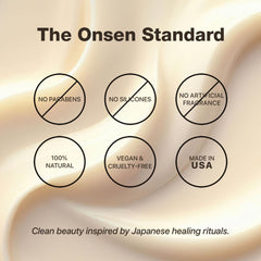Onsen Secret mineral-rich onsen water drops, shows hydrating mineral infusion