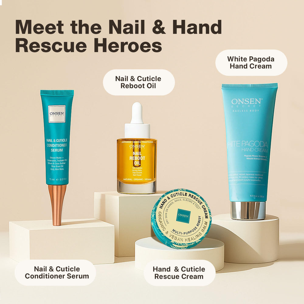 Onsen Secret travel-size inside a purse, convenient on-the-go nail care