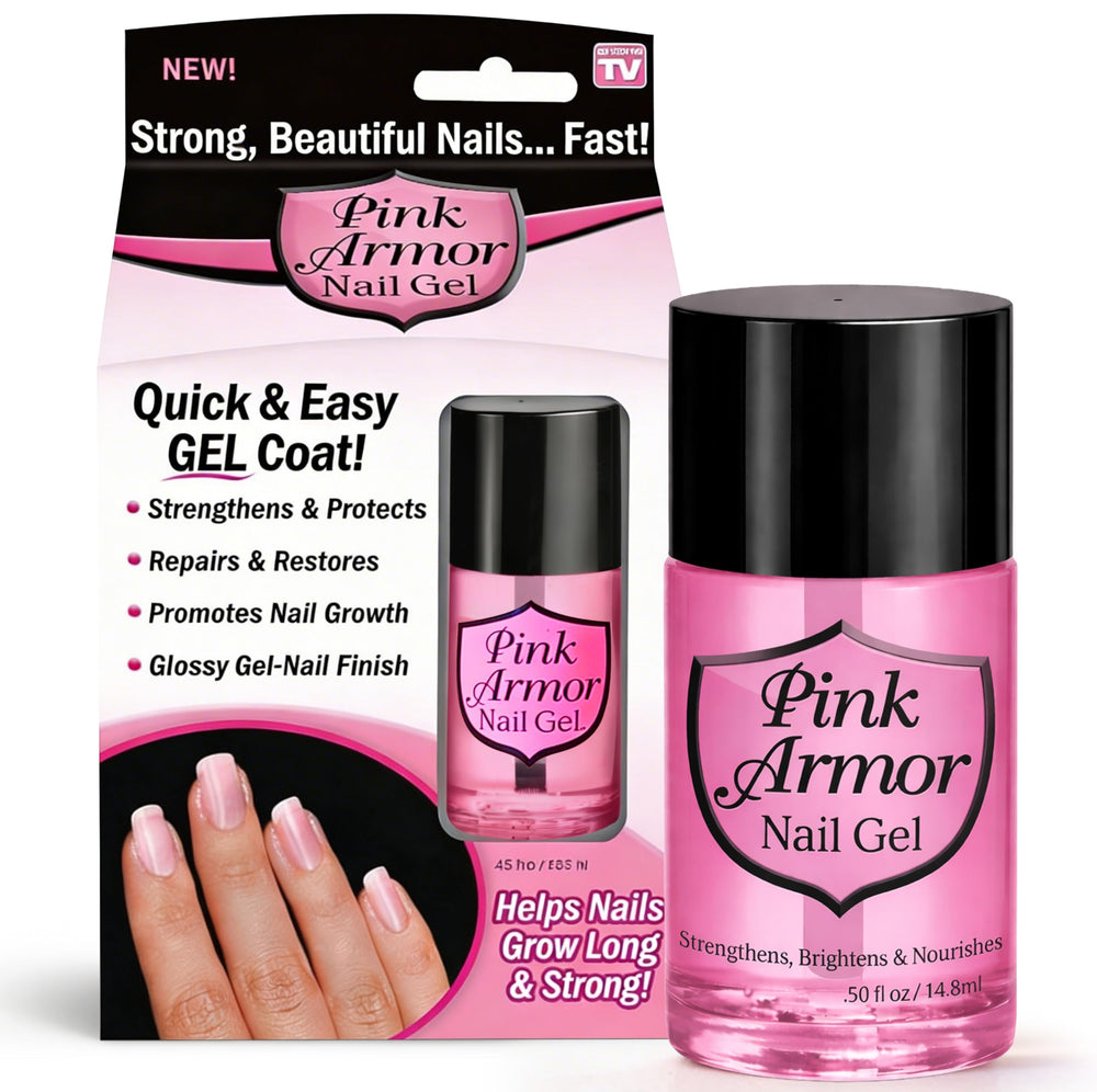 Ontel Armor bottle front showing pink gel and glossy finish benefit