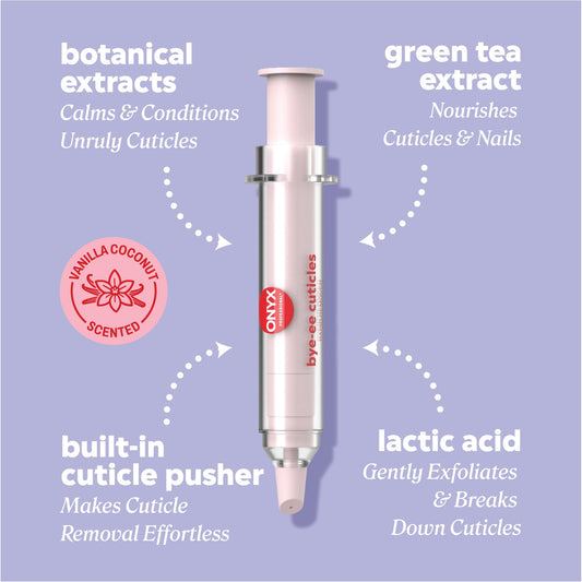 ONYX Professional built‑in cuticle pusher closeup showing tool shape for easy removal