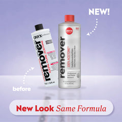Onyx Professional label close-up highlighting 100% pure acetone strength