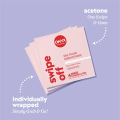 Onyx Professional wipe in use removing polish from fingernail for fast, tidy results