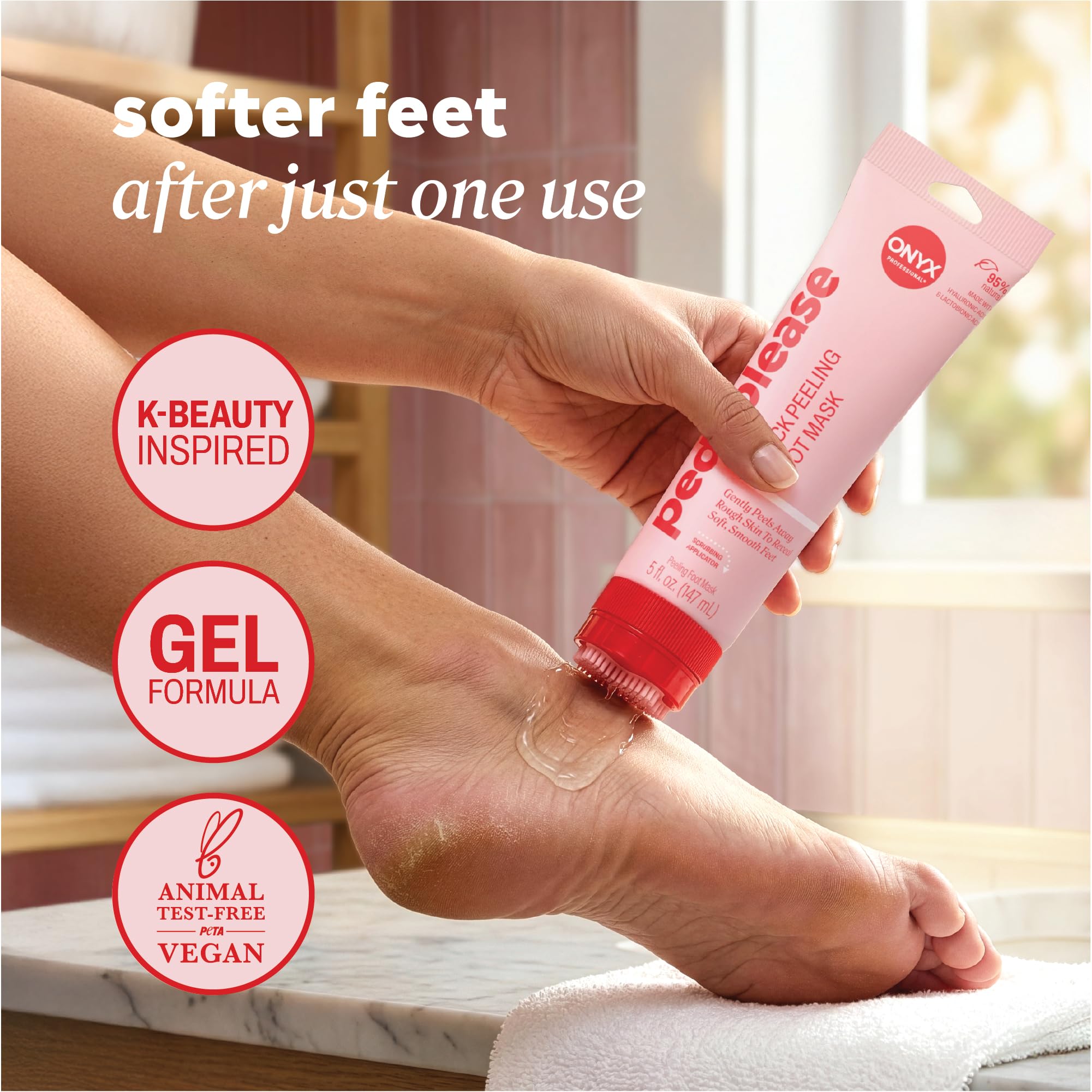 Onyx Professional applicator scrubbing dead skin being lifted for easier removal