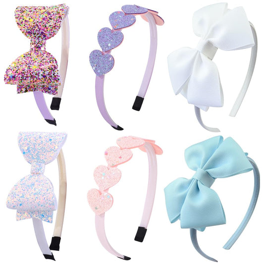 Ooosonlu front view of headband showing bow and glitter, adds playful sparkle