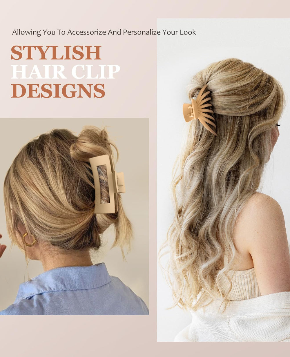 OPAUL side view of square claw shape showing broad hold for long hair benefit
