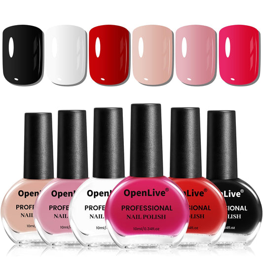 OpenLive front view of all six bottles showing versatile salon shades and convenience