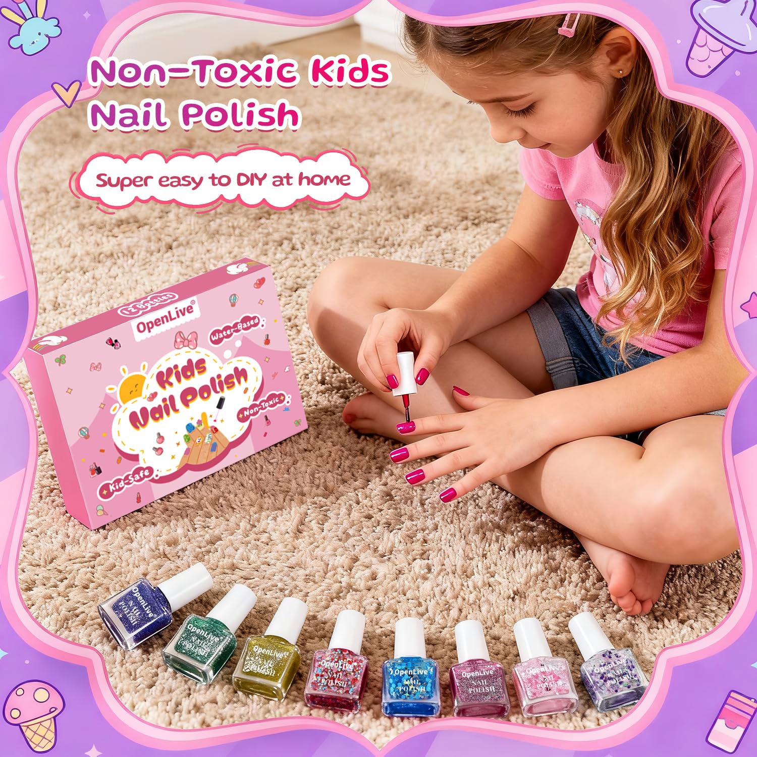 OpenLive child hands wearing polish demonstrating fast-dry results
