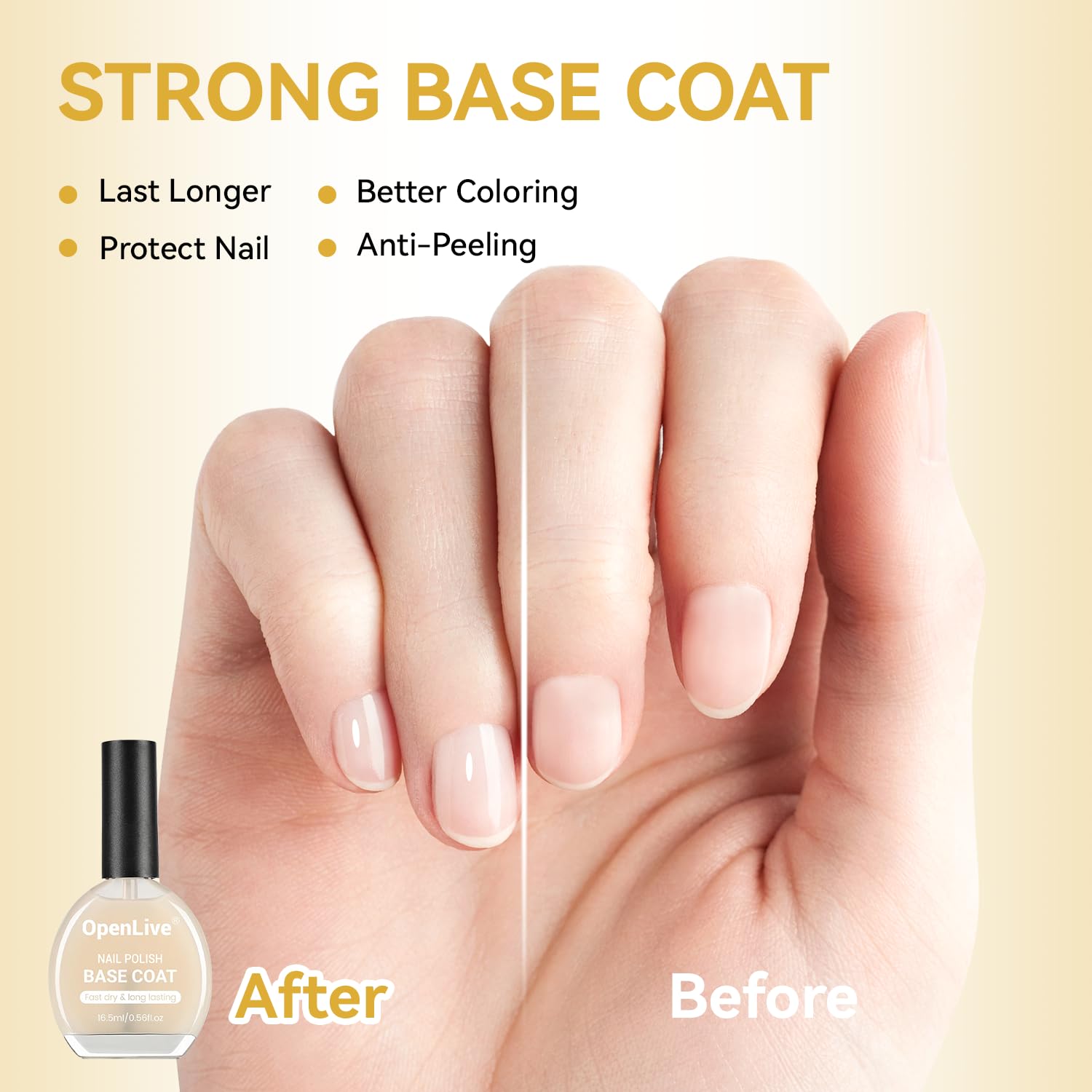 OpenLive brush stroke of base coat showing smooth nail-priming benefit
