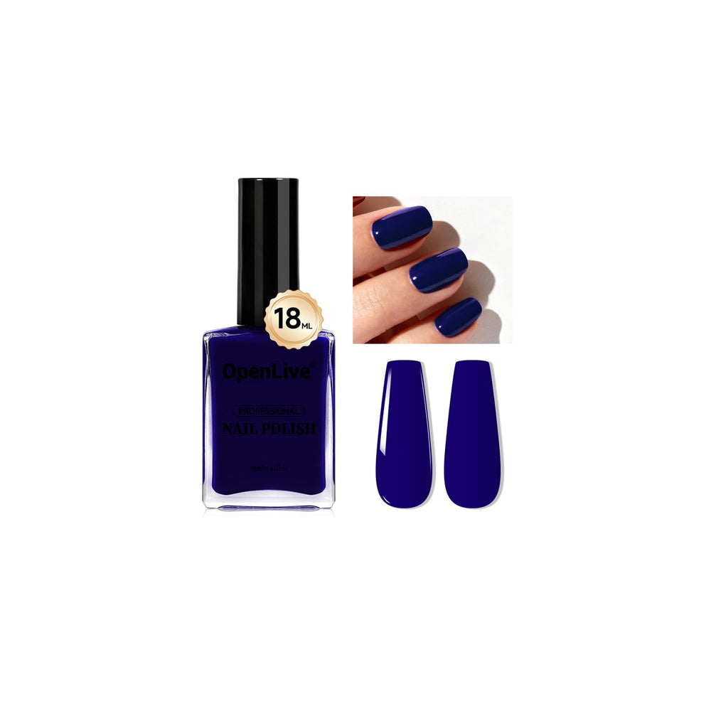 OpenLive bottle front view showing dark blue color and label, clear presentation benefit