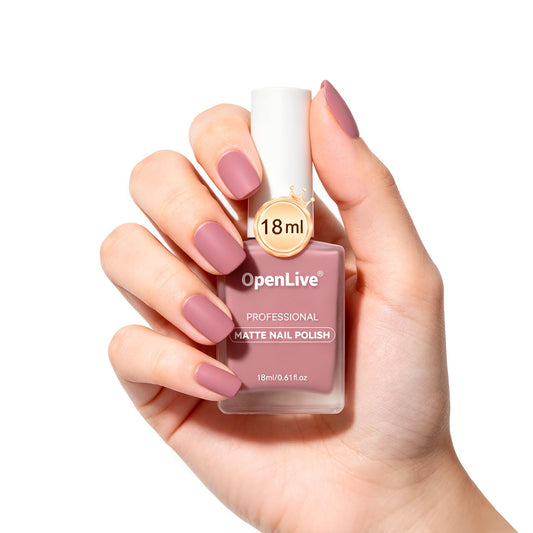 OpenLive bottle front view showing dusty rose shade and large 18ml size