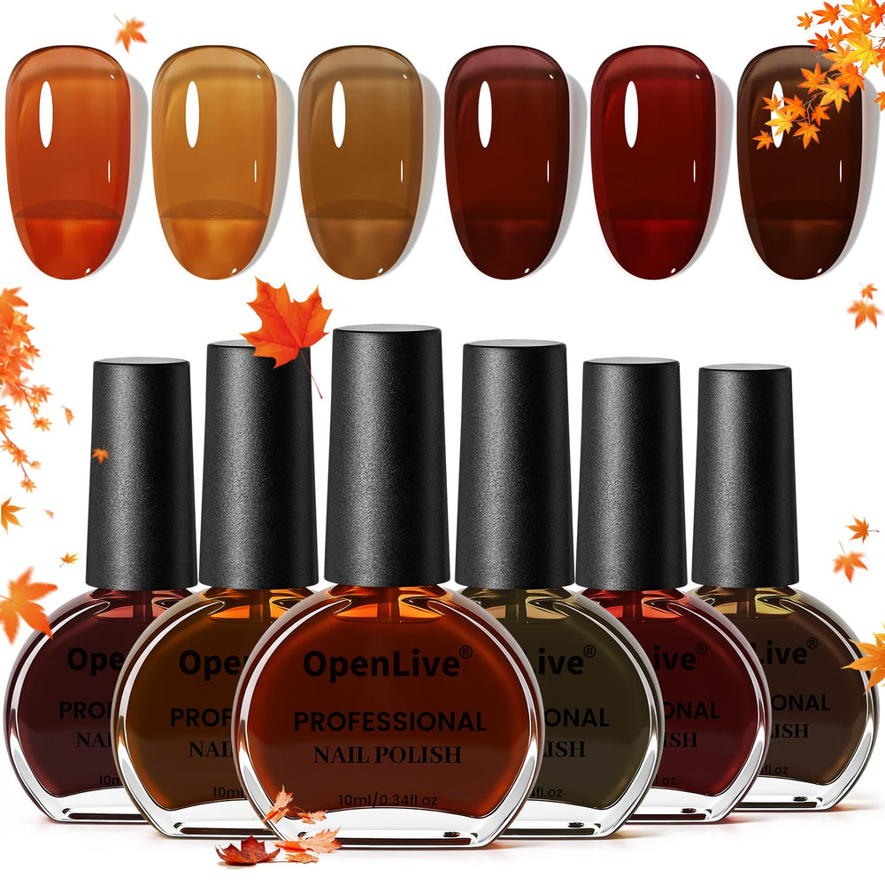 OpenLive fall set front packaging showing six autumn bottles and vibrant colors benefiting seasonal looks