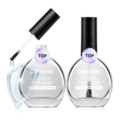 OpenLive front packaging showing two clear top coat bottles and quick-dry benefit