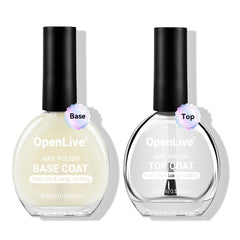 OpenLive front packaging showing both 16.5ml base and top coat for quick application benefit