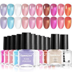 OpenLive front packaging showing 12-piece jelly nail polish set and gift-ready box