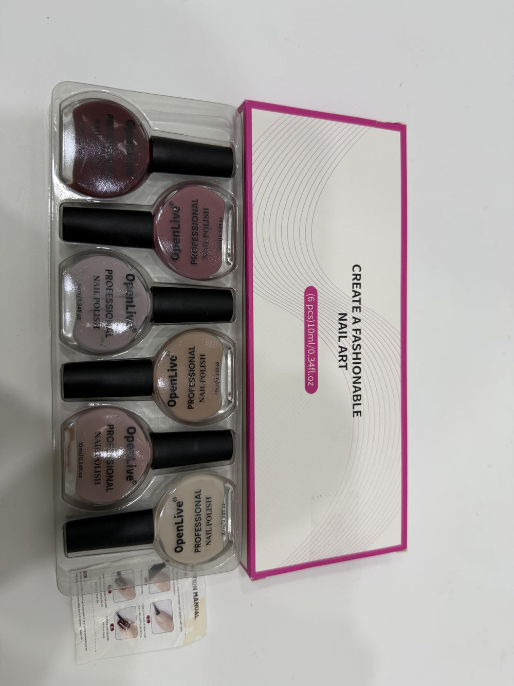 OpenLive hand swatches displaying each nude shade and wearable color options