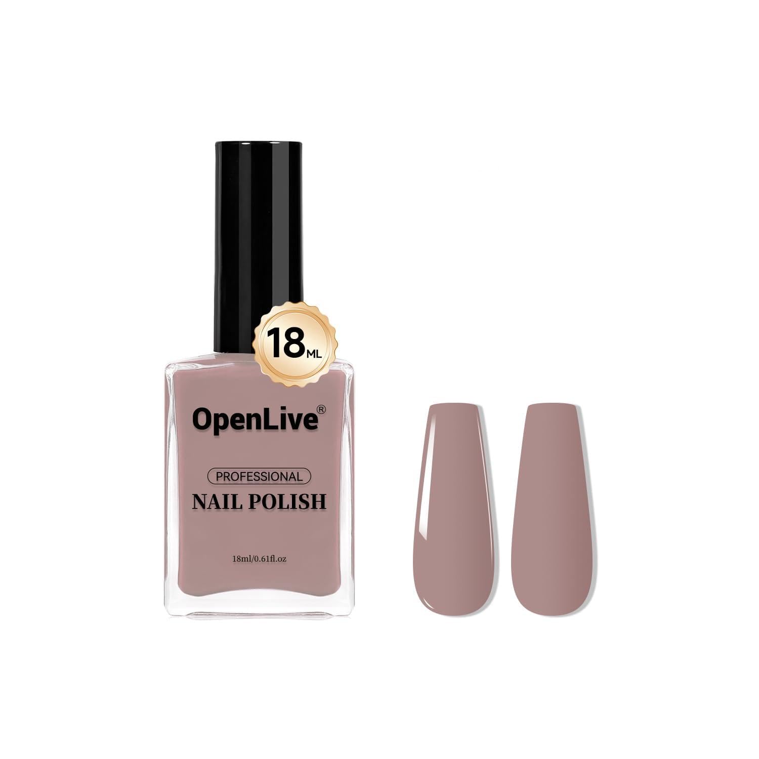OpenLive front packaging showing light brown bottle and label, polished look benefit