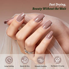 OpenLive light brown polish brush stroke on white surface showing true color payoff