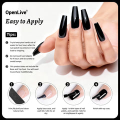 OpenLive used as a dark base for nail art highlighting strong color payoff
