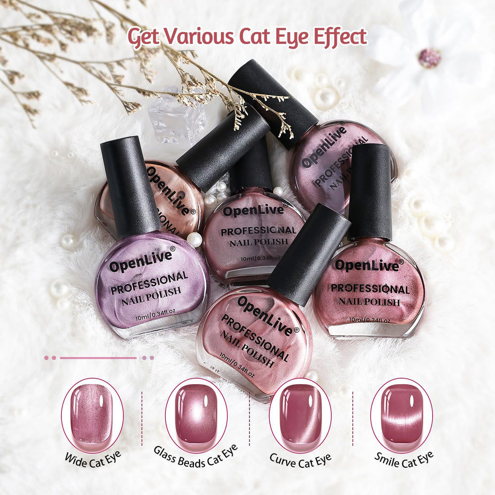 OpenLive cat-eye effect on a fingernail delivering shimmering depth