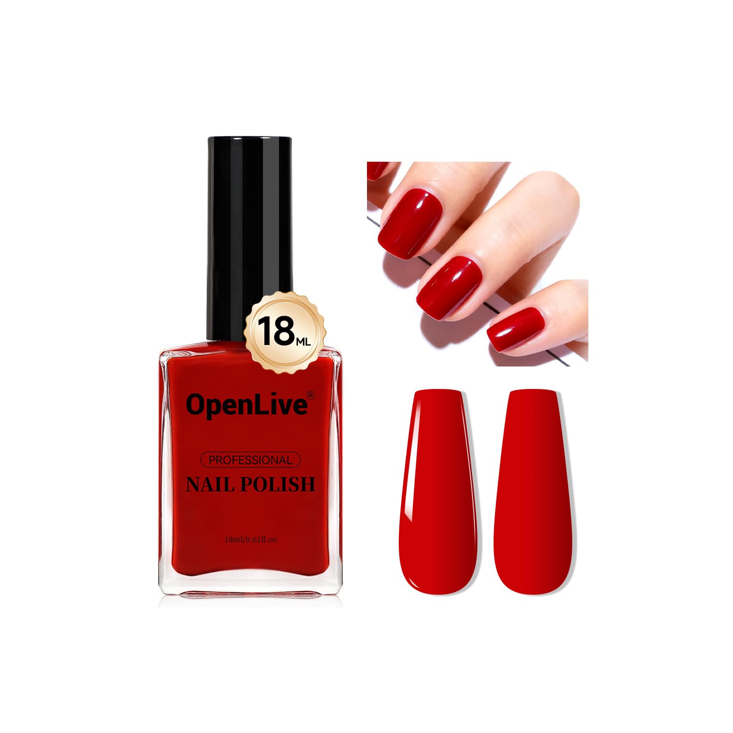 OpenLive bottle front view showing red color and elegant finish