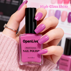 OpenLive rose pink polish applied on model nails for polished look