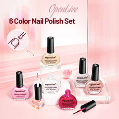 OpenLive swatch strip with six color samples illustrating coverage and layering benefit