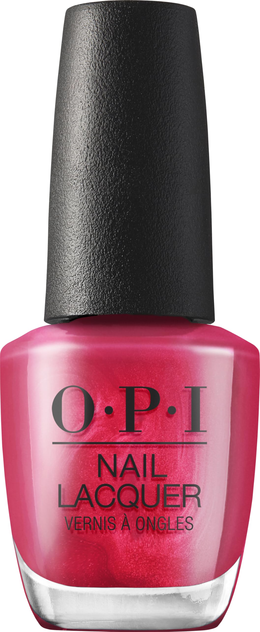 OPI bottle front view showing bright fuchsia color and shimmer for bold nails