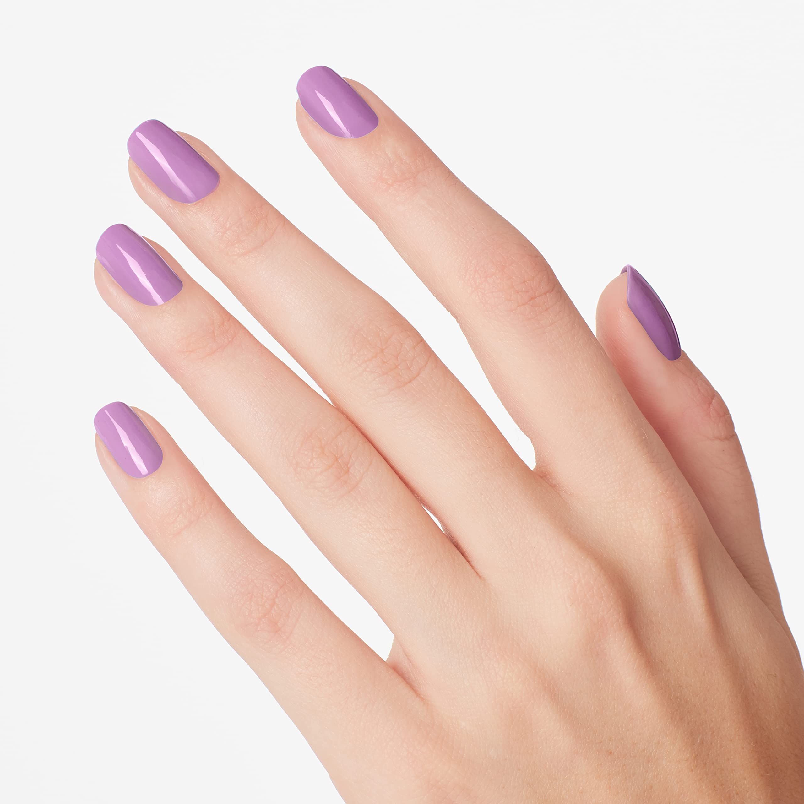 OPI polish on model hands demonstrating glossy finish and wearable lavender tone