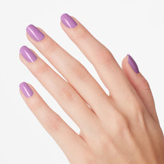 OPI polish on model hands demonstrating glossy finish and wearable lavender tone