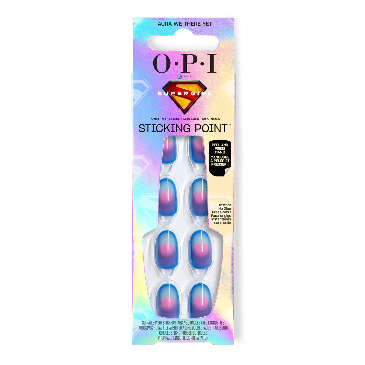 OPI front packaging showing Aura We There Yet set with vibrant blue finish and convenience