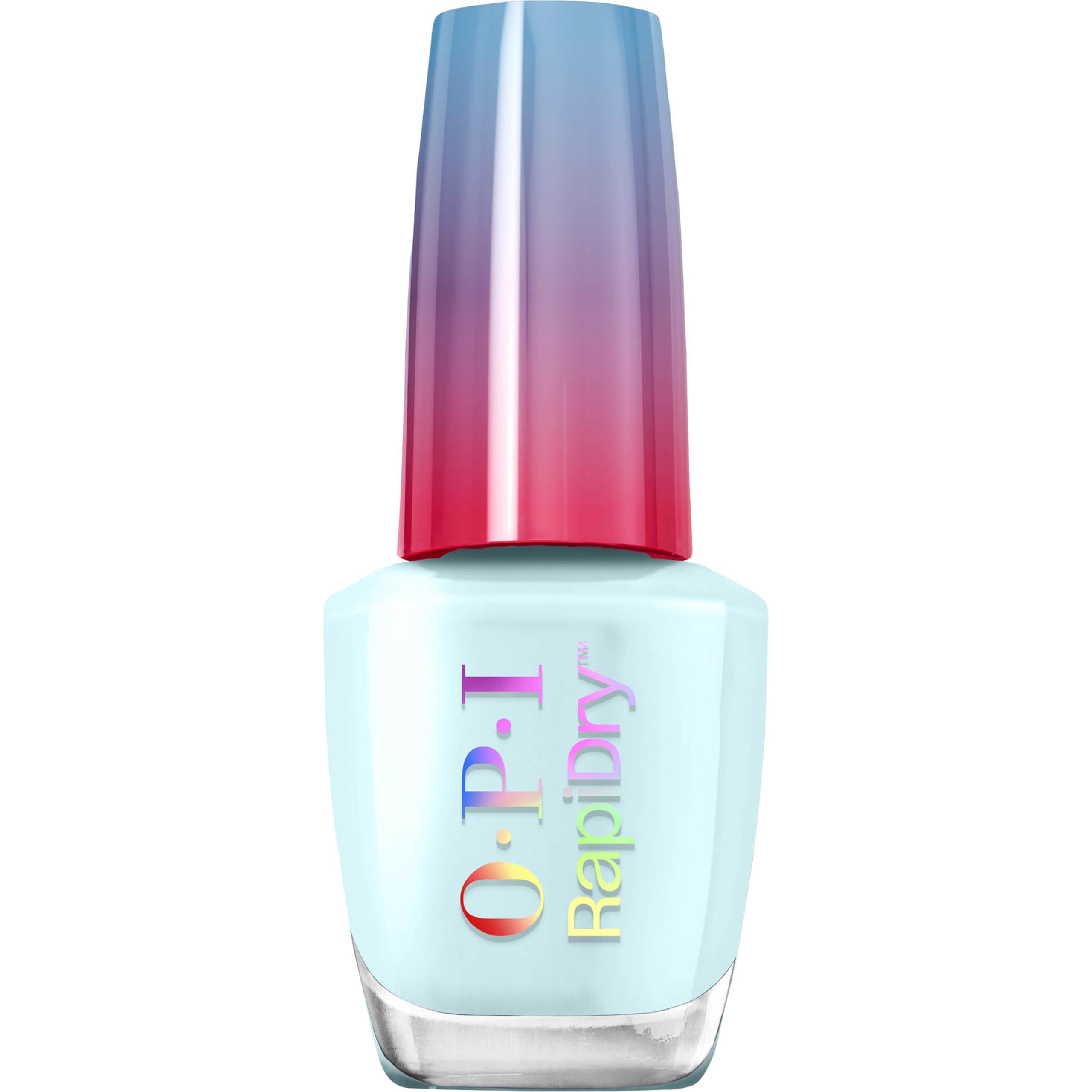 OPI front bottle view showing Baby Blue Me Away shade and glossy finish