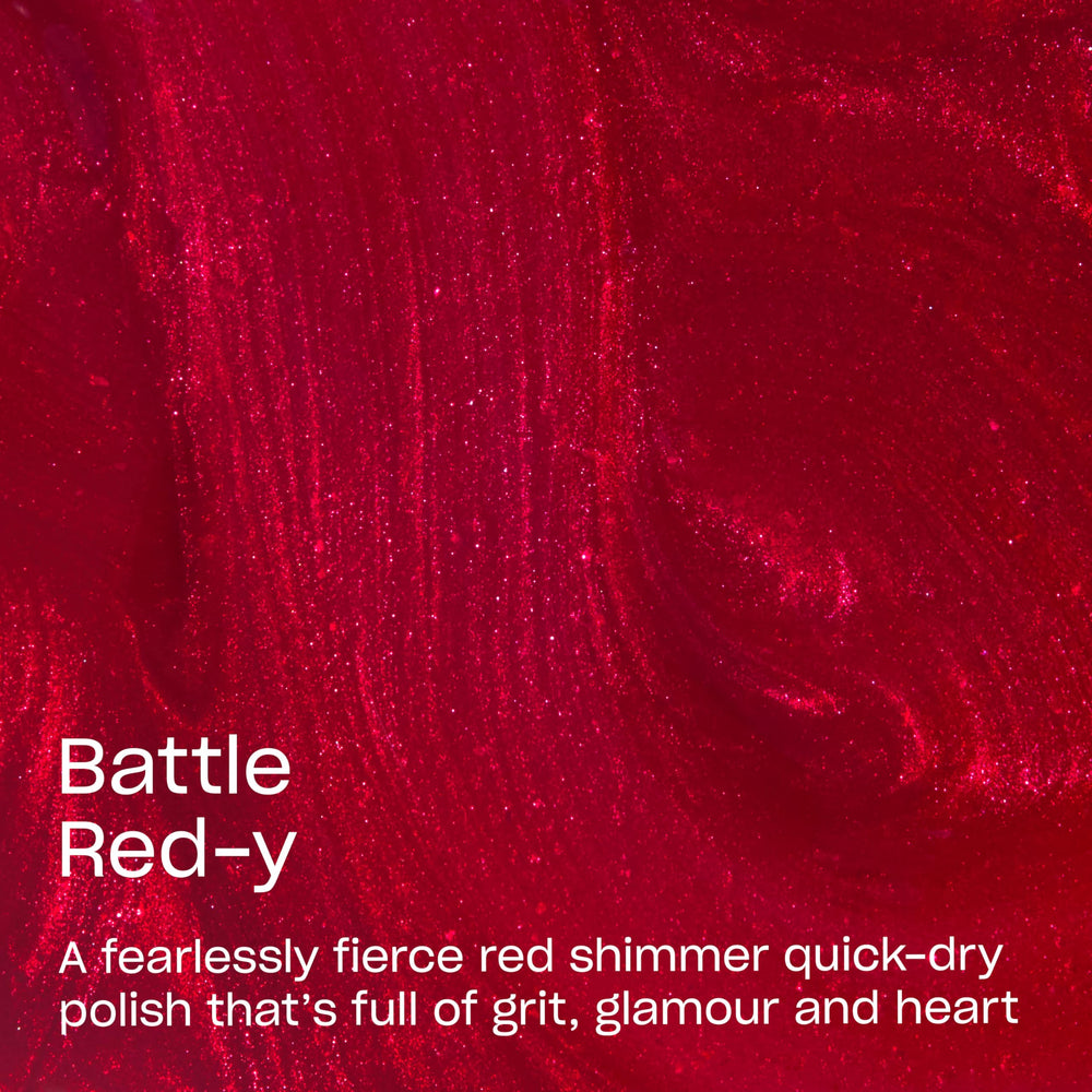 OPI Battle Red-y brush close-up highlighting Speedy Rush Brush for smooth application