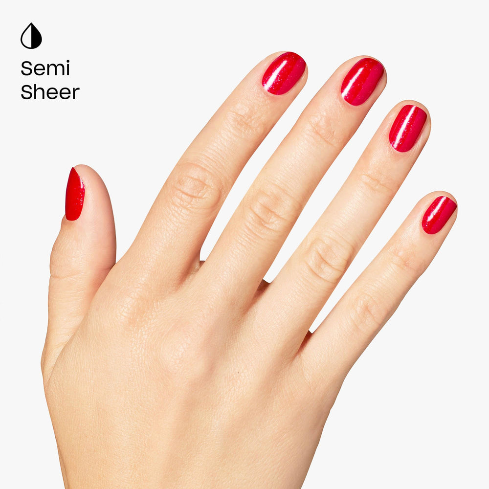 OPI Big Apple Energy nail swatch fan displaying shade range and layering options