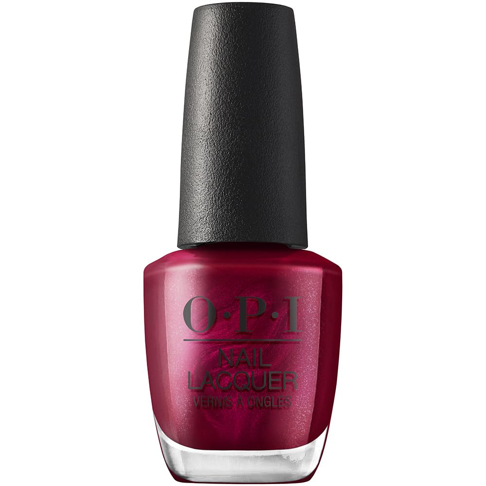 OPI bottle front view showing deep burgundy shade and branding for confident color