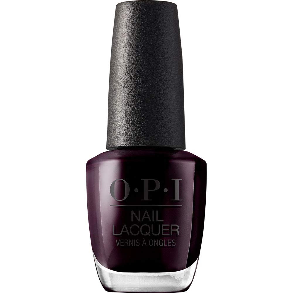 OPI bottle front view showing deep black cherry shade and glossy finish