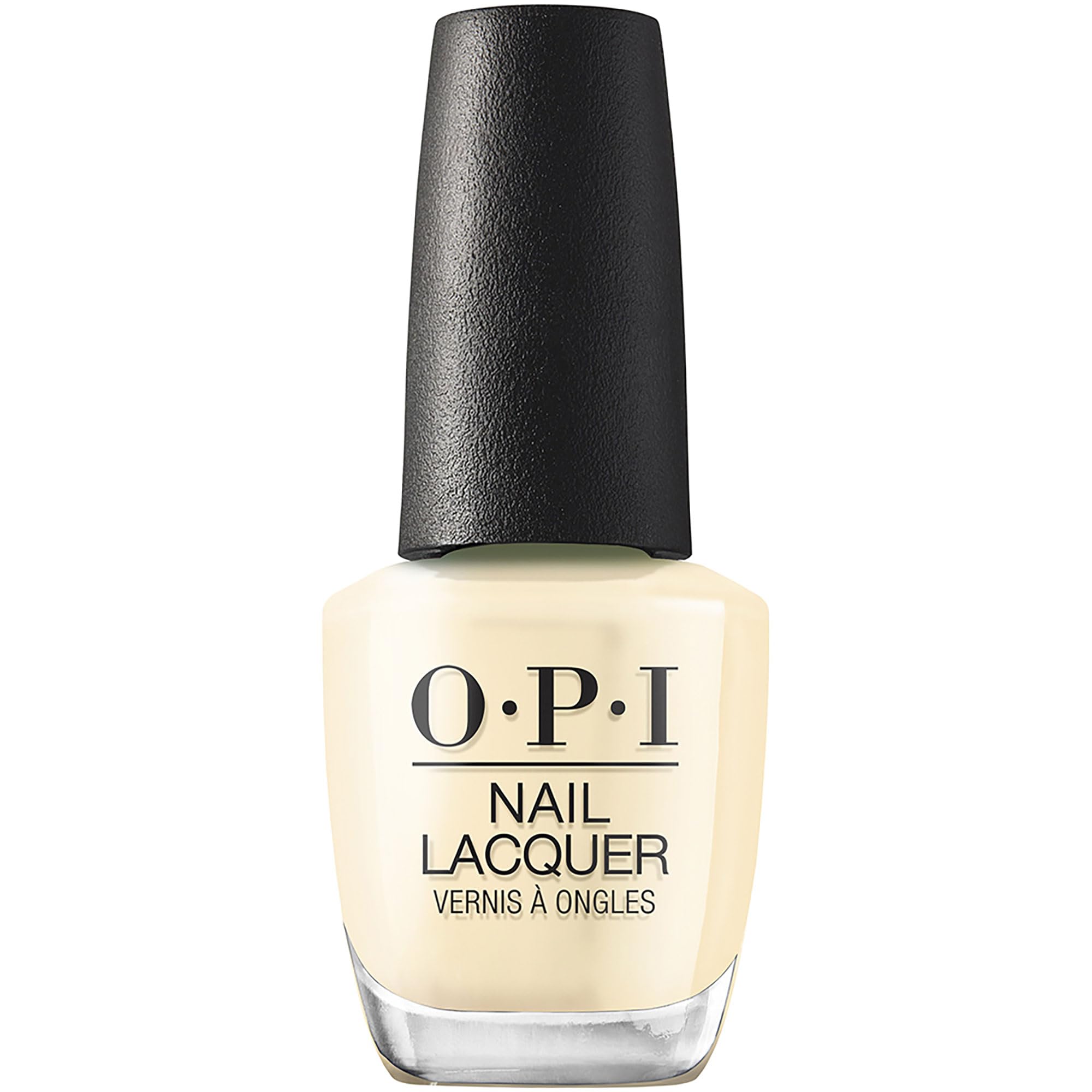 OPI bottle front packaging showing pastel yellow crème and brand clarity