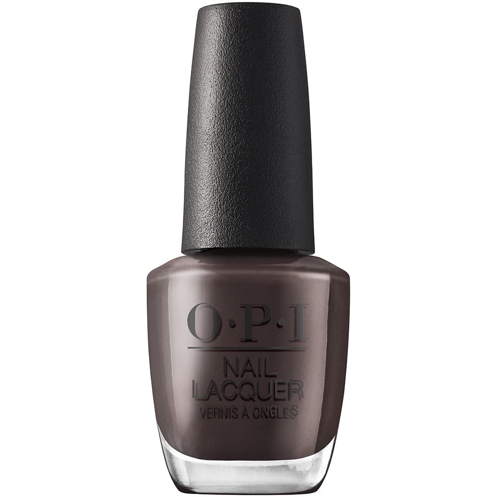 OPI bottle front view showing deep brown crème shade and glossy finish