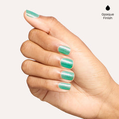 OPI bottle held in hand to show scale and easy‑to‑use size for home manicures