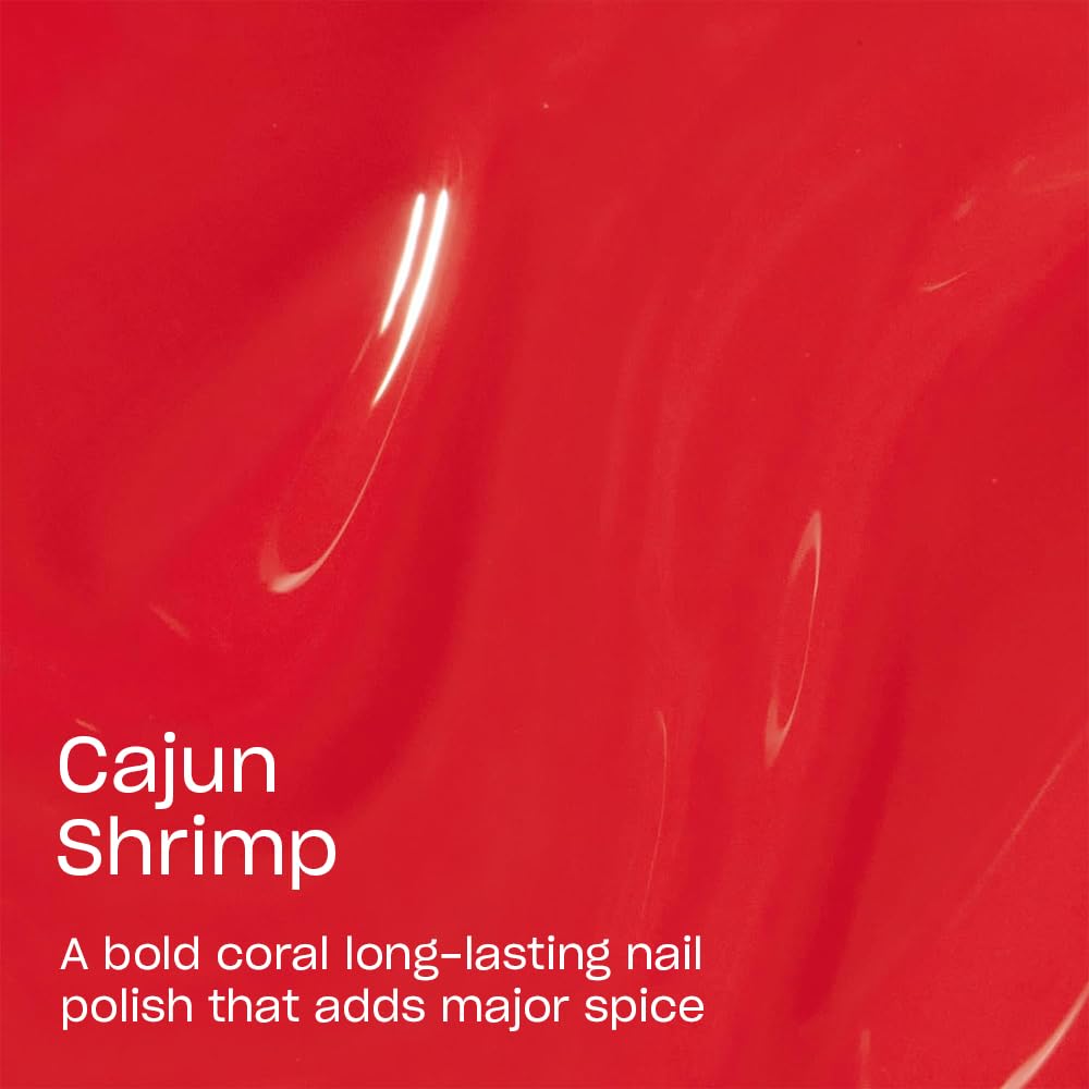 OPI close-up of Cajun Shrimp glossy surface highlighting reflective shine