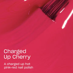 OPI brush applying Charged Up Cherry showing smooth coverage and streak-free benefit