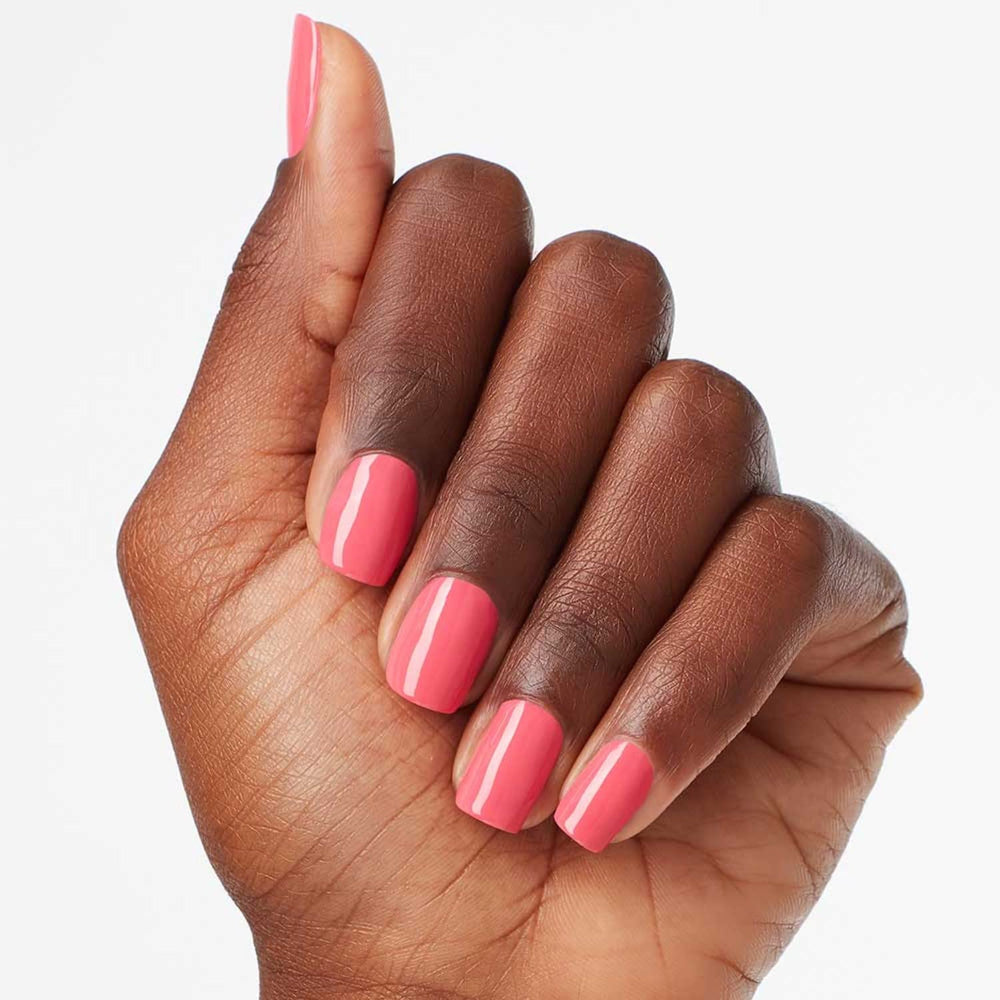 OPI ElePhantastic Pink single brush stroke on white surface highlighting smooth coverage