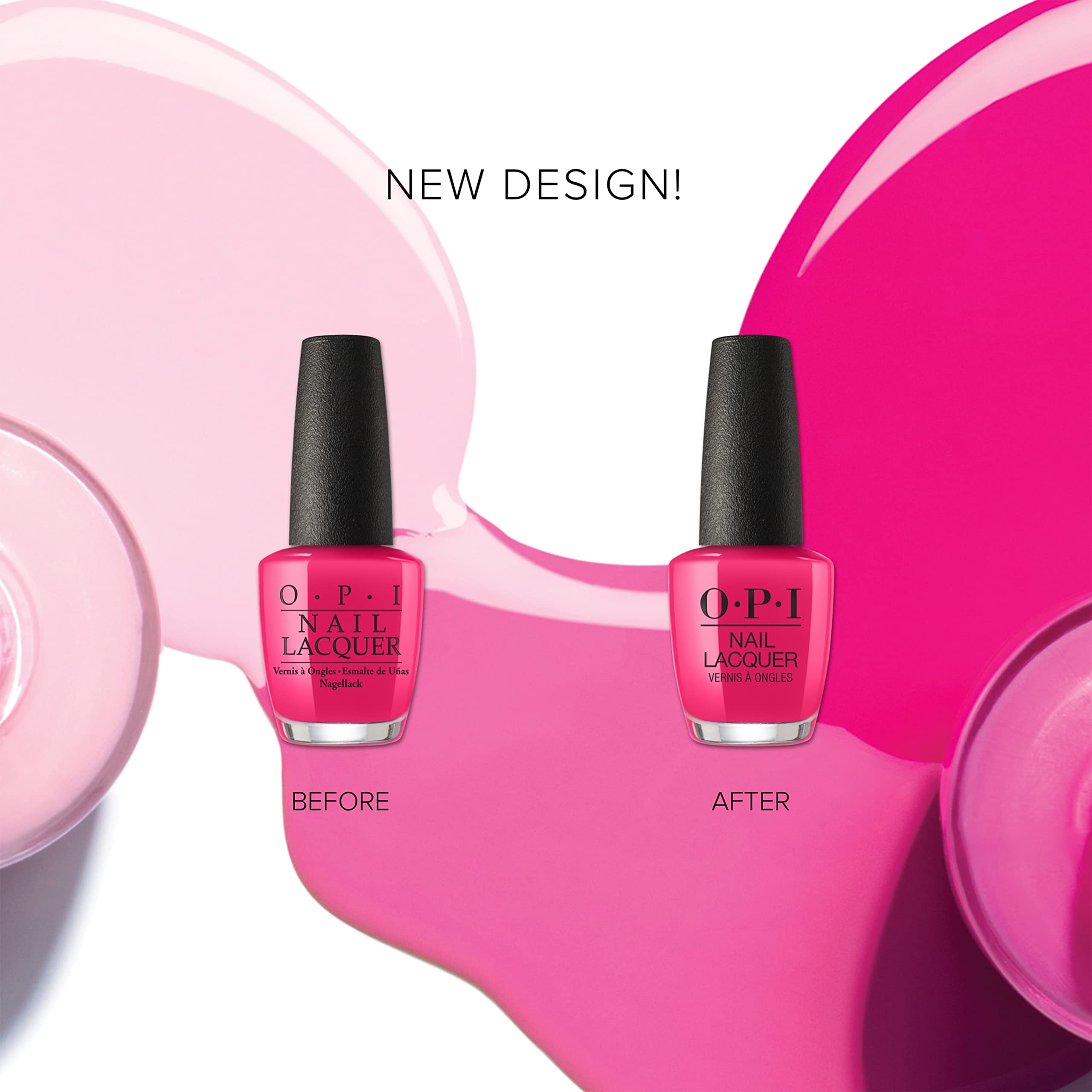 OPI ElePhantastic Pink bottle beside coin for scale showing product size and portability
