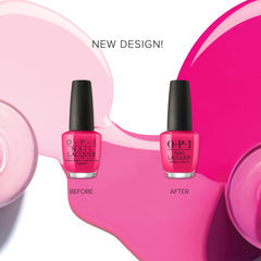 OPI ElePhantastic Pink bottle beside coin for scale showing product size and portability