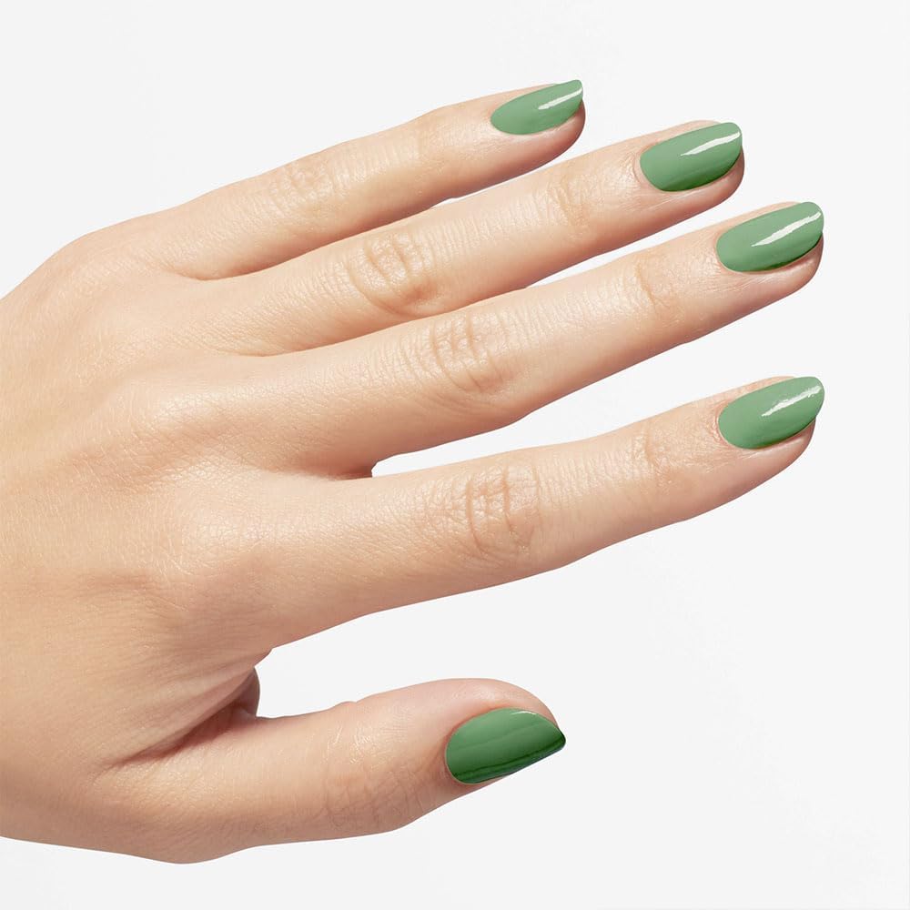 OPI $elf Made on manicured hand in lifestyle setting highlighting long-lasting shine